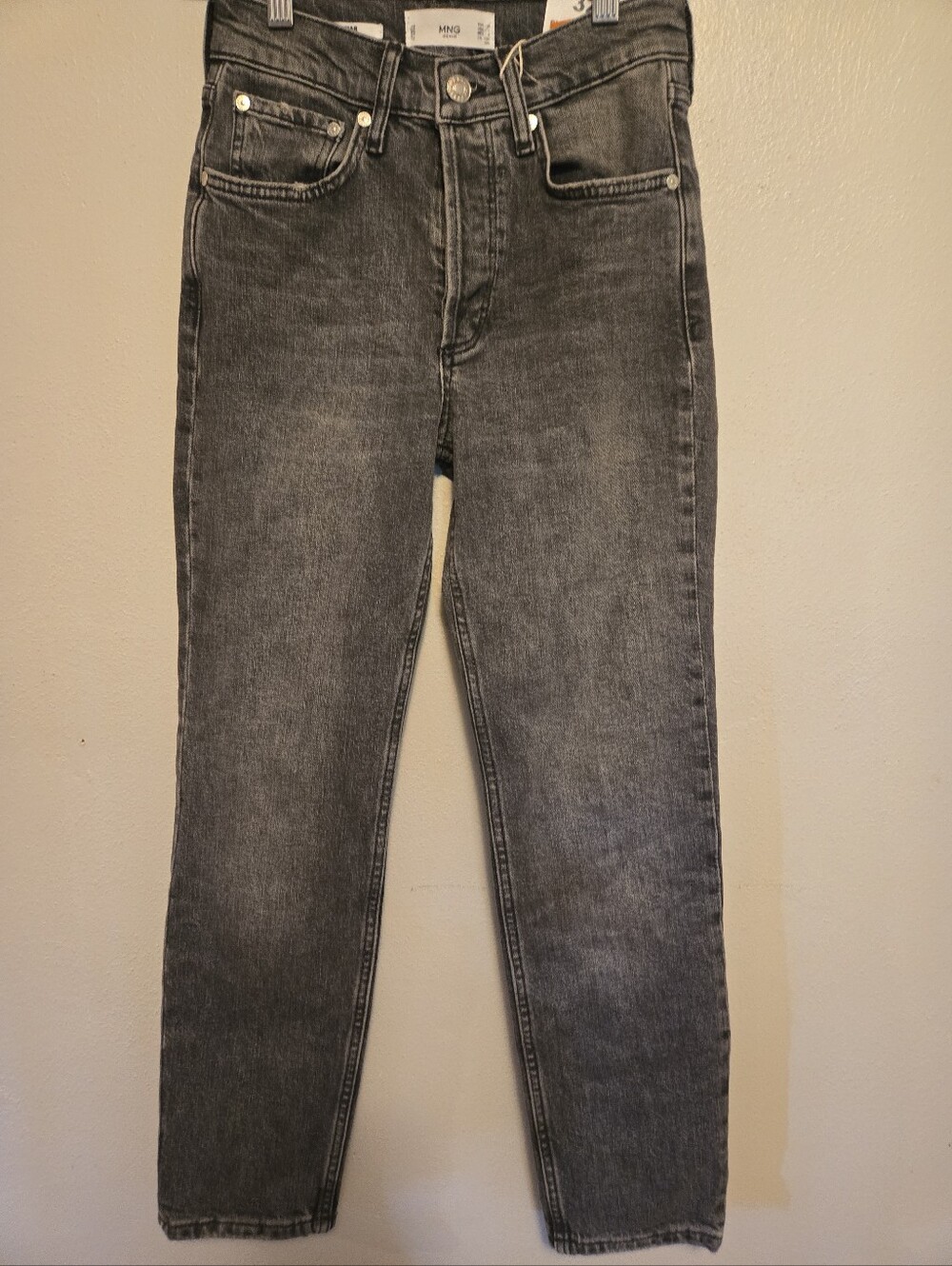 Mango MNG Mar Women’s Cropped Mid Waist Black Jeans Size 1 32 NWT